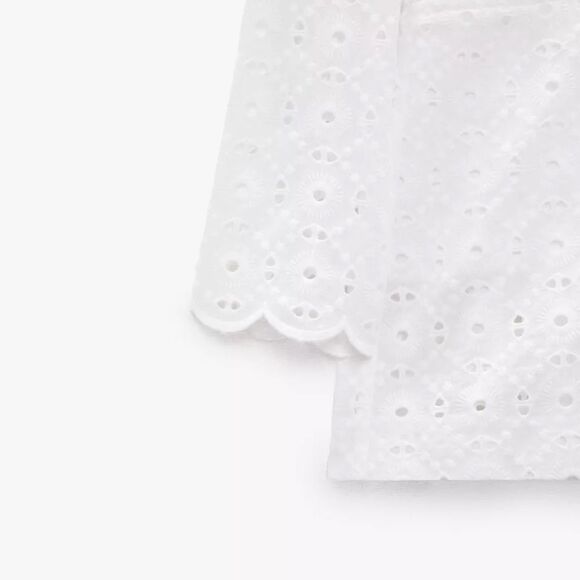 ZARA White PERFORATED EMBROIDERY BLAZER Jacket Size Small Ref. 2989/546 - Picture 7 of 7